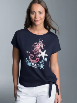 T-Shirt mit Seepferdchen-Printmotiv Navy