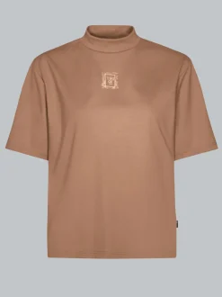 T-Shirt mit Stehkragen Haselnuss