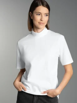 T-Shirt mit Stehkragen Weiss