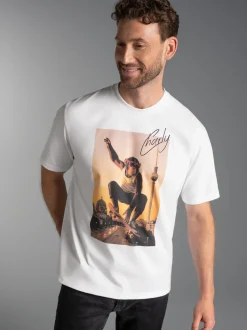 T-Shirt trigema Affe Charly Skateboard Weiss