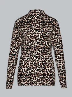 Turtleneck Shirt mit modischem Leo Muster Haselnuss