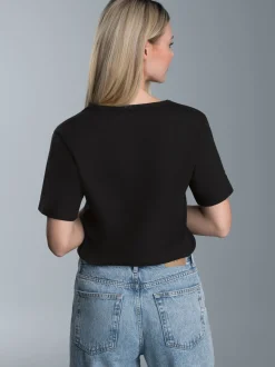 V-Shirt aus 100% Biobaumwolle Schwarz-C2C