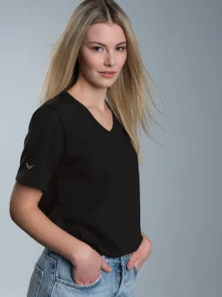 V-Shirt aus 100% Biobaumwolle Schwarz-C2C