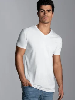 V-Shirt aus 100% Lyocell Weiss