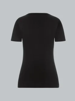 V-Shirt aus Baumwolle/Elastan Schwarz