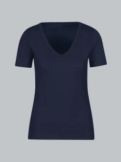 V-Shirt aus Baumwolle/Elastan Navy