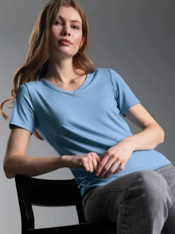 V-Shirt aus Modal Horizont