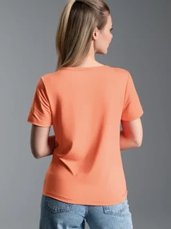 V-Shirt aus Modal Puder