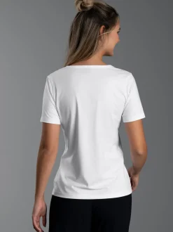 V-Shirt aus Modal Weiss