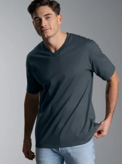 V-Shirt DELUXE Baumwolle Anthrazit