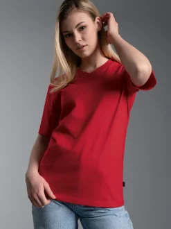 V-Shirt DELUXE Baumwolle Kirsch