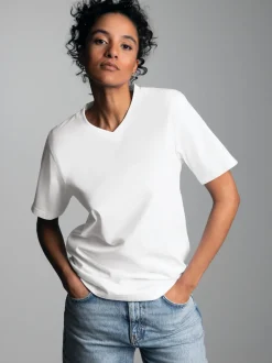 V-Shirt DELUXE Baumwolle Weiss