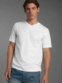 V-Shirt DELUXE Baumwolle Weiss