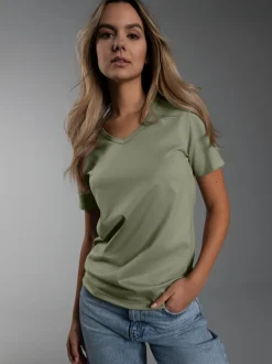 V-Shirt Slim Fit Salbei