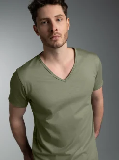 V-Shirt Slim Fit Salbei