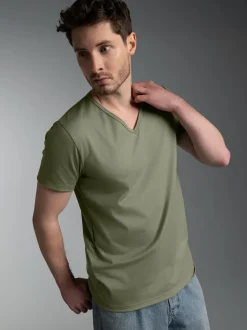 V-Shirt Slim Fit Salbei