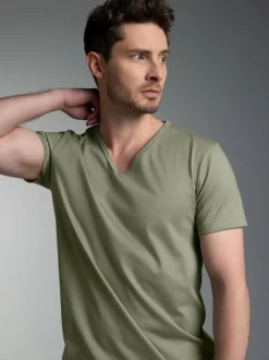 V-Shirt Slim Fit Salbei